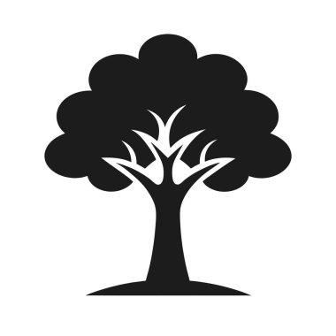 A sleek, elegant black tree icon vector with a minimalist design. Perfect for eco-friendly branding, modern decor, or nature-themed projects, adding sophistication to any visual. clipart