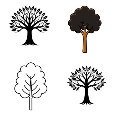 A sleek, elegant black tree icon vector with a minimalist design. Perfect for eco-friendly branding, modern decor, or nature-themed projects, adding sophistication to any visual. clipart