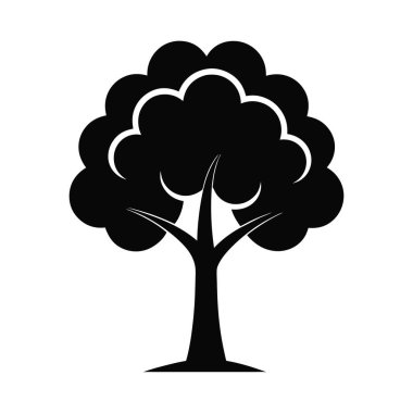 Gösterişli, zarif, minimalist bir tasarımı olan siyah ağaç ikonu vektörü. Çevre dostu markalaşma, modern dekor ya da doğa temalı projeler için mükemmel..