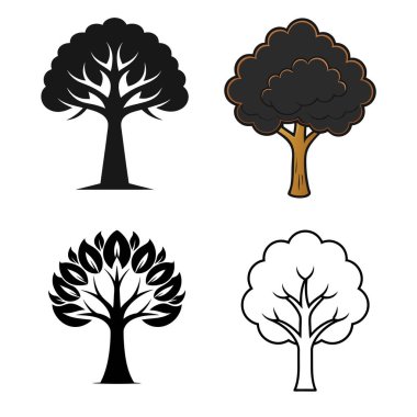 A sleek, elegant black tree icon vector with a minimalist design. Perfect for eco-friendly branding, modern decor, or nature-themed projects, adding sophistication to any visual. clipart