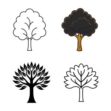 Gösterişli, zarif, minimalist bir tasarımı olan siyah ağaç ikonu vektörü. Çevre dostu markalaşma, modern dekor ya da doğa temalı projeler için mükemmel..