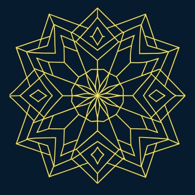 Kare ve eşkenar dörtgen şeklinde karmaşık filigran çizgileri içeren zarif bir geometrik Art Deco logosu. Lüks markalaşma için idealdir, bu süs simgesi koyu bir arka planda göze çarpar.