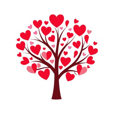Kalp şeklindeki yaprakların yer aldığı bu Valentine ağacı çizimi ile aşkın özünü yakalayın. Romantik tasarımlar, tatil kartları ve Sevgililer Günü dekorasyonu için mükemmel..