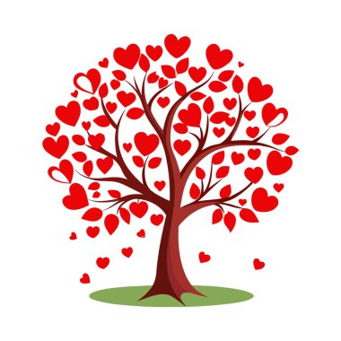 Kalp şeklindeki yaprakların yer aldığı bu Valentine ağacı çizimi ile aşkın özünü yakalayın. Romantik tasarımlar, tatil kartları ve Sevgililer Günü dekorasyonu için mükemmel..