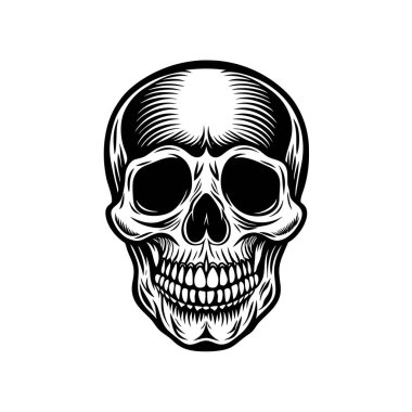 Bu klasik kafatası çizimi eski, grunge esinlenilmiş bir tasarıma sahip, gotik dekor için mükemmel, Cadılar Bayramı temaları, dövme sanatı, ya da kenar stili bir dokunuş.