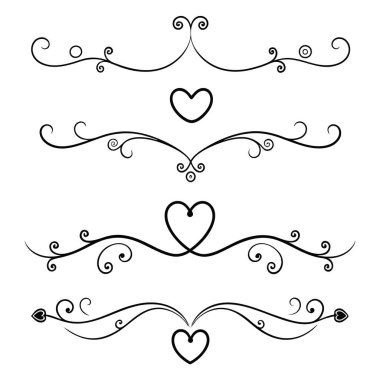 Zarif kaligrafik kalp kıvrımlar ve dekoratif çizgilerle gelişir. Sevgililer Günü için mükemmel, düğün davetiyeleri, ya da romantik tasarımlar, projene klasik bir dokunuş eklemek..