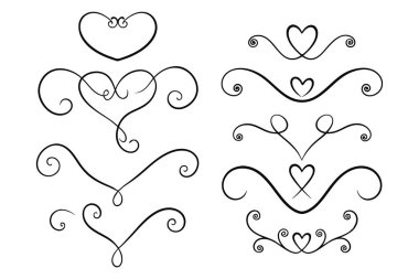 Zarif kaligrafik kalp kıvrımlar ve dekoratif çizgilerle gelişir. Sevgililer Günü için mükemmel, düğün davetiyeleri, ya da romantik tasarımlar, projene klasik bir dokunuş eklemek..