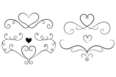 Zarif kaligrafik kalp kıvrımlar ve dekoratif çizgilerle gelişir. Sevgililer Günü için mükemmel, düğün davetiyeleri, ya da romantik tasarımlar, projene klasik bir dokunuş eklemek..