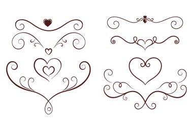 Zarif kaligrafik kalp kıvrımlar ve dekoratif çizgilerle gelişir. Sevgililer Günü için mükemmel, düğün davetiyeleri, ya da romantik tasarımlar, projene klasik bir dokunuş eklemek..