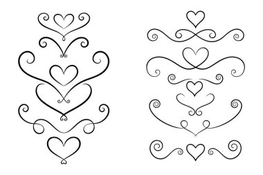 Zarif kaligrafik kalp kıvrımlar ve dekoratif çizgilerle gelişir. Sevgililer Günü için mükemmel, düğün davetiyeleri, ya da romantik tasarımlar, projene klasik bir dokunuş eklemek..