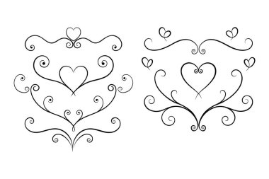 Zarif kaligrafik kalp kıvrımlar ve dekoratif çizgilerle gelişir. Sevgililer Günü için mükemmel, düğün davetiyeleri, ya da romantik tasarımlar, projene klasik bir dokunuş eklemek..