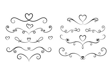 Zarif kaligrafik kalp kıvrımlar ve dekoratif çizgilerle gelişir. Sevgililer Günü için mükemmel, düğün davetiyeleri, ya da romantik tasarımlar, projene klasik bir dokunuş eklemek..