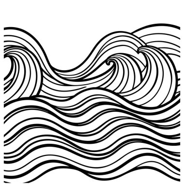Siyah beyaz çizgi sanatındaki bu soyut dalga tasarımı modern, akıcı bir estetik getiriyor. Minimalist dekor, geçmiş ve yaratıcı grafik projeleri için mükemmel..