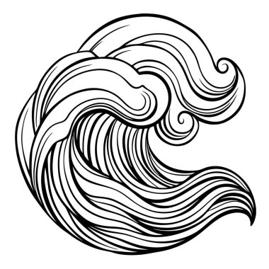 Siyah beyaz çizgi sanatındaki bu soyut dalga tasarımı modern, akıcı bir estetik getiriyor. Minimalist dekor, geçmiş ve yaratıcı grafik projeleri için mükemmel..