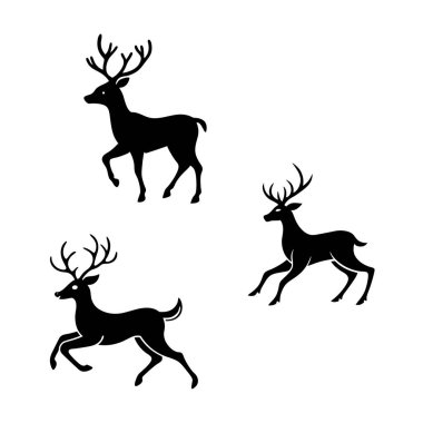 Bu geyik silueti vektör koleksiyonu ile tasarımlarınıza biraz yaban hayatı katın, doğadan esinlenilmiş sanat eserleri, kırsal dekorlar ve vahşi yaşam temalı projeler için mükemmeldir..