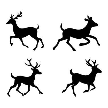 Add a touch of wilderness to your designs with this deer silhouette vector collection, perfect for nature-inspired artwork, rustic decor, and wildlife-themed projects. clipart