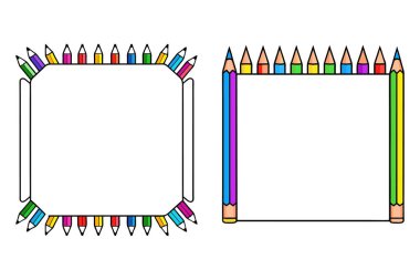Projelerinize renkli kalemlerden yapılmış bu dikdörtgen çerçeveyle yaratıcı bir dokunuş ekleyin. Eğitim tasarımları, posterler, afişler ve okul temalı dijital grafikler için mükemmel..