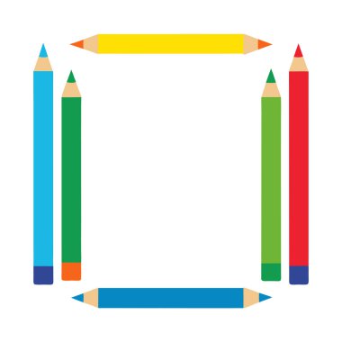 Projelerinize renkli kalemlerden yapılmış bu dikdörtgen çerçeveyle yaratıcı bir dokunuş ekleyin. Eğitim tasarımları, posterler, afişler ve okul temalı dijital grafikler için mükemmel..