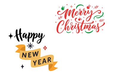 Sezonu bu Mutlu Noeller ve Mutlu Yıllar tipografisi ile kutlayın. Tatil tişörtü tasarımları, tebrik kartları ve şenlikli dijital projeler için mükemmel..