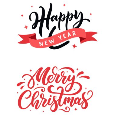 Sezonu bu Mutlu Noeller ve Mutlu Yıllar tipografisi ile kutlayın. Tatil tişörtü tasarımları, tebrik kartları ve şenlikli dijital projeler için mükemmel..