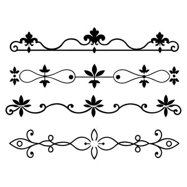  Tasarımlarınızı bu zarif bölücü süsleme vektör illüstrasyon setiyle yükseltin. Eski tarz sınırlar, dekoratif çerçeveler, davetiyeler ve dijital projeler yaratmak için mükemmel.