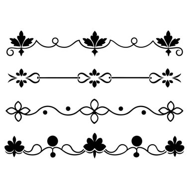  Tasarımlarınızı bu zarif bölücü süsleme vektör illüstrasyon setiyle yükseltin. Eski tarz sınırlar, dekoratif çerçeveler, davetiyeler ve dijital projeler yaratmak için mükemmel.