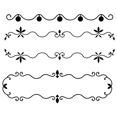  Tasarımlarınızı bu zarif bölücü süsleme vektör illüstrasyon setiyle yükseltin. Eski tarz sınırlar, dekoratif çerçeveler, davetiyeler ve dijital projeler yaratmak için mükemmel.