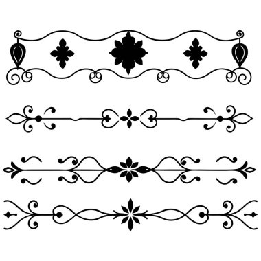  Tasarımlarınızı bu zarif bölücü süsleme vektör illüstrasyon setiyle yükseltin. Eski tarz sınırlar, dekoratif çerçeveler, davetiyeler ve dijital projeler yaratmak için mükemmel.