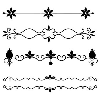  Tasarımlarınızı bu zarif bölücü süsleme vektör illüstrasyon setiyle yükseltin. Eski tarz sınırlar, dekoratif çerçeveler, davetiyeler ve dijital projeler yaratmak için mükemmel.