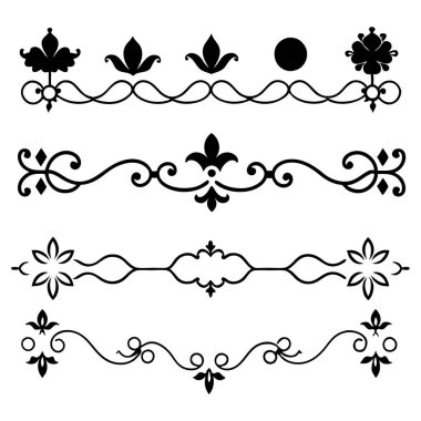  Tasarımlarınızı bu zarif bölücü süsleme vektör illüstrasyon setiyle yükseltin. Eski tarz sınırlar, dekoratif çerçeveler, davetiyeler ve dijital projeler yaratmak için mükemmel.