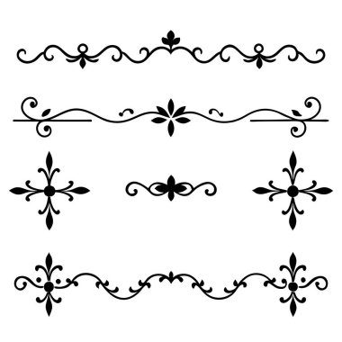  Tasarımlarınızı bu zarif bölücü süsleme vektör illüstrasyon setiyle yükseltin. Eski tarz sınırlar, dekoratif çerçeveler, davetiyeler ve dijital projeler yaratmak için mükemmel.