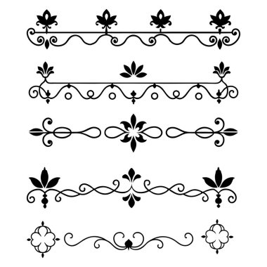  Tasarımlarınızı bu zarif bölücü süsleme vektör illüstrasyon setiyle yükseltin. Eski tarz sınırlar, dekoratif çerçeveler, davetiyeler ve dijital projeler yaratmak için mükemmel.