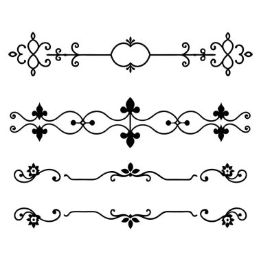  Tasarımlarınızı bu zarif bölücü süsleme vektör illüstrasyon setiyle yükseltin. Eski tarz sınırlar, dekoratif çerçeveler, davetiyeler ve dijital projeler yaratmak için mükemmel.