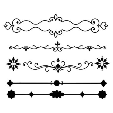  Tasarımlarınızı bu zarif bölücü süsleme vektör illüstrasyon setiyle yükseltin. Eski tarz sınırlar, dekoratif çerçeveler, davetiyeler ve dijital projeler yaratmak için mükemmel.