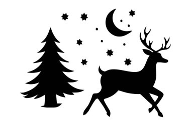 Capture the grace of nature with these elegant running deer silhouettes in vector format. Ideal for holiday themes, wildlife projects, decor, and digital designs. clipart