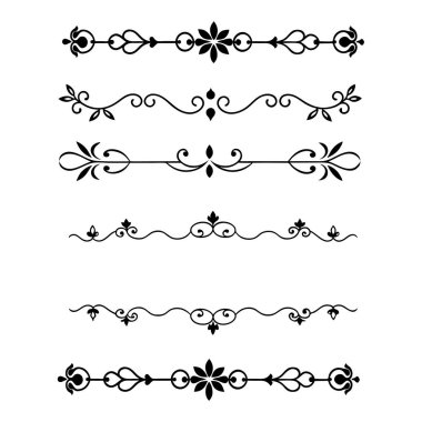 Tasarımlarınıza bu zarif bölme süslemelerini vektör biçiminde ekleyin. Davetiyeler, sınırlar ve dekoratif dijital projeler için mükemmel.