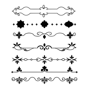 Tasarımlarınıza bu zarif bölme süslemelerini vektör biçiminde ekleyin. Davetiyeler, sınırlar ve dekoratif dijital projeler için mükemmel.