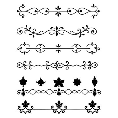 Tasarımlarınıza bu zarif bölme süslemelerini vektör biçiminde ekleyin. Davetiyeler, sınırlar ve dekoratif dijital projeler için mükemmel.