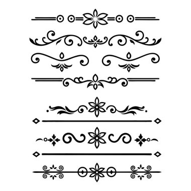 Tasarımlarınıza bu zarif bölme süslemelerini vektör biçiminde ekleyin. Davetiyeler, sınırlar ve dekoratif dijital projeler için mükemmel.