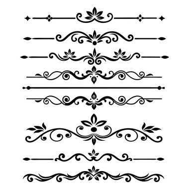 Tasarımlarınıza bu zarif bölme süslemelerini vektör biçiminde ekleyin. Davetiyeler, sınırlar ve dekoratif dijital projeler için mükemmel.