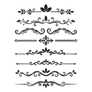 Tasarımlarınıza bu zarif bölme süslemelerini vektör biçiminde ekleyin. Davetiyeler, sınırlar ve dekoratif dijital projeler için mükemmel.