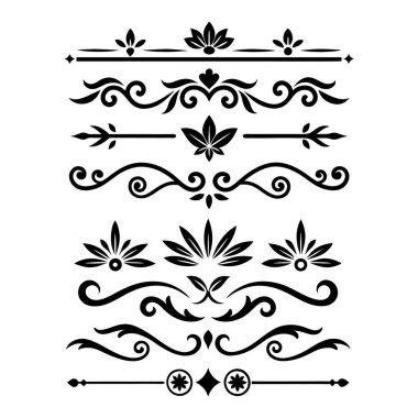 Tasarımlarınıza bu zarif bölme süslemelerini vektör biçiminde ekleyin. Davetiyeler, sınırlar ve dekoratif dijital projeler için mükemmel.