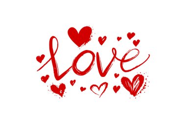 Modern fırça kaligrafisi içeren romantik el çizimi harfler. Sevgililer Günü için mükemmel, düğünler, yıldönümleri, ya da içten gelen notlar için. Beyaz arkaplanda stil tasarımı.