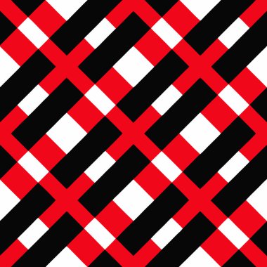 Beyaz arka planda siyah ve kırmızı kareleri olan modaya uygun geometrik, pürüzsüz bir model. Moda tekstil ürünleri, kumaş baskıları, web sitesi şablonları ya da modern grafik tasarımları için mükemmel.