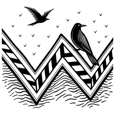 Sivri uçlu ve siyah beyaz fırça darbeleriyle kusursuz boyanmış bir sembol deseni. Duvar kağıdı, mobilya, kumaş ve tekstil tasarımları için mükemmel. Pis, modern ve çok yönlü estetik..