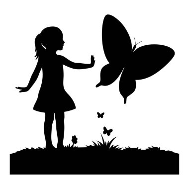 Kelebek vektör tasarımlı çarpıcı bir kız silueti. Yaratıcı projeler, duvar sanatı ve dijital dekor için mükemmel. Minimalist ve zarif, bu grafik güzellik ve çekicilik katıyor..