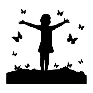 Kelebek vektör tasarımlı çarpıcı bir kız silueti. Yaratıcı projeler, duvar sanatı ve dijital dekor için mükemmel. Minimalist ve zarif, bu grafik güzellik ve çekicilik katıyor..