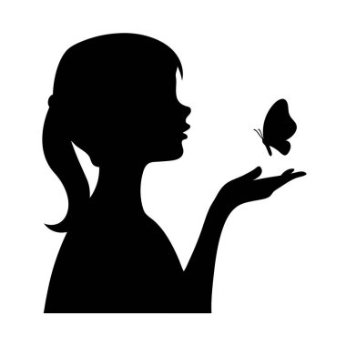 Kelebek vektör tasarımlı çarpıcı bir kız silueti. Yaratıcı projeler, duvar sanatı ve dijital dekor için mükemmel. Minimalist ve zarif, bu grafik güzellik ve çekicilik katıyor..