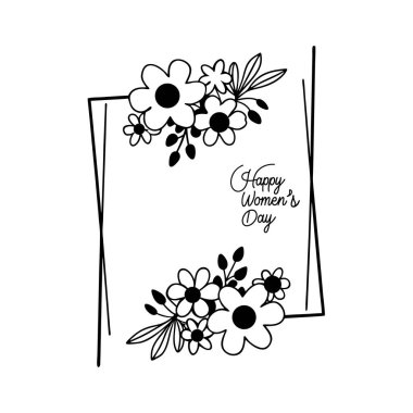 Çok güzel el çizimi kadınlar günü çiçekli çerçevesi ve klasik bir dokunuşu var. Tebrik kartları, davetiyeler ve zarif tasarımlar için mükemmel. yüksek kaliteli vektör illüstrasyonu.