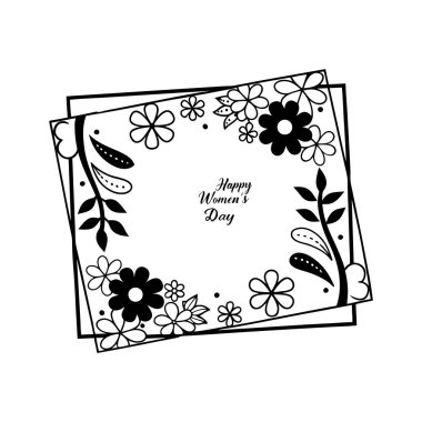 Çok güzel el çizimi kadınlar günü çiçekli çerçevesi ve klasik bir dokunuşu var. Tebrik kartları, davetiyeler ve zarif tasarımlar için mükemmel. yüksek kaliteli vektör illüstrasyonu.